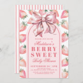 Strawberry Berry Sweet Baby Shower 招待状 (正面/裏面)