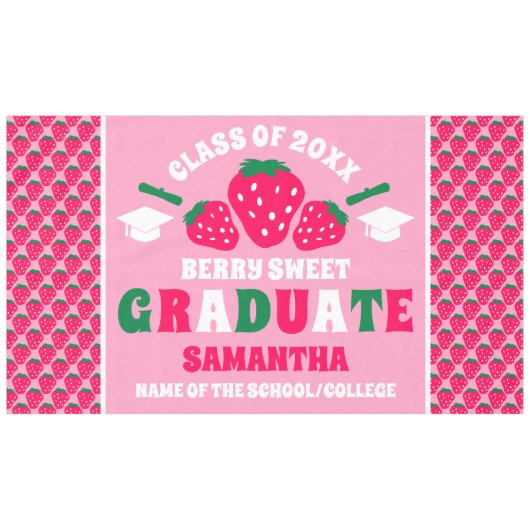 Strawberry Berry Sweet Graduation  テーブルクロス (正面(横))
