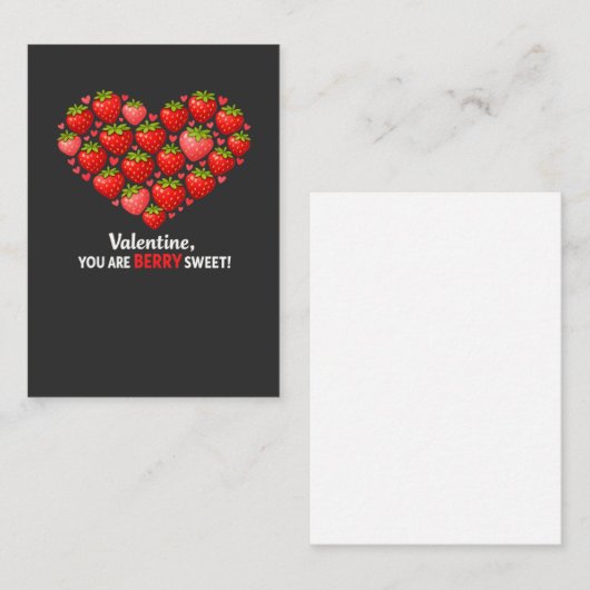 Strawberry Berry Sweet Kids Valentines Day 名刺 (正面/裏面)