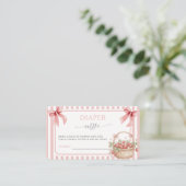 Strawberry Berry Sweet Pink Stripe Bow Baby shower エンクロージャーカード (スタンド正面)
