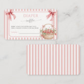Strawberry Berry Sweet Pink Stripe Bow Baby shower エンクロージャーカード (正面/裏面)
