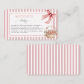 Strawberry Berry Sweet Pink Stripe Bow Baby shower エンクロージャーカード (正面/裏面)