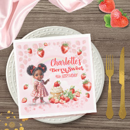 Strawberry Birthday, Afro Baby Berry Birthday スタンダードランチョンナプキン