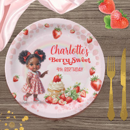 Strawberry Birthday, Afro Baby Berry Birthday ペーパープレート