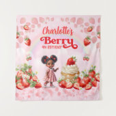 Strawberry Birthday Backdrop, Berry Birthday  タペストリー (正面)
