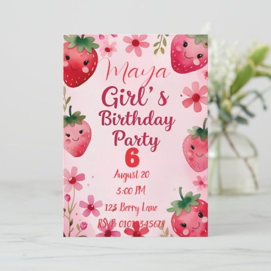 Strawberry Birthday Invitation  招待状 (スタンド正面)
