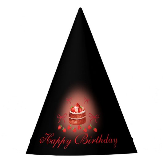 Strawberry Birthday Paper Cups パーティーハット (正面)