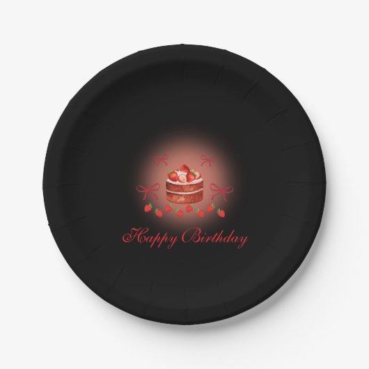 Strawberry Birthday Paper Plates ペーパープレート (正面)