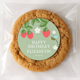 Strawberry Birthday Party Favor Thank you ラウンドシール