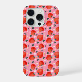 Strawberry Bloom Pattern iPhone 15 Proケース