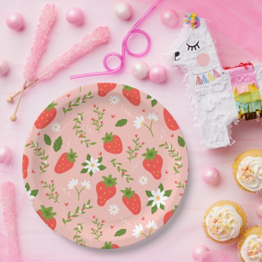 Strawberry Blossom Party Plates ペーパープレート (パーティー)