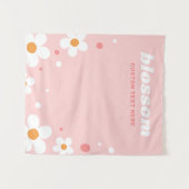 Strawberry blossom retro font pink banner タペストリー (正面(横))