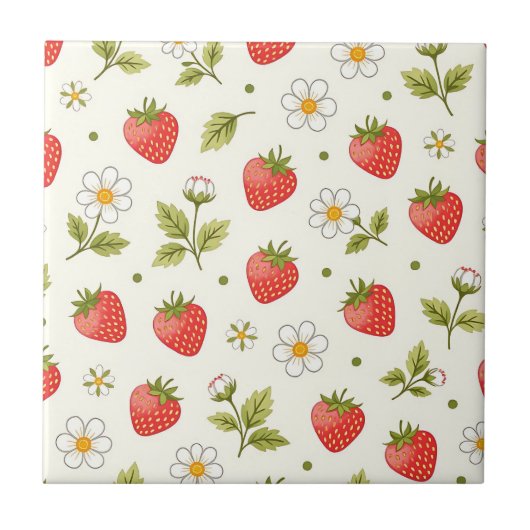 Strawberry Blossom Summer Pattern タイル (正面)