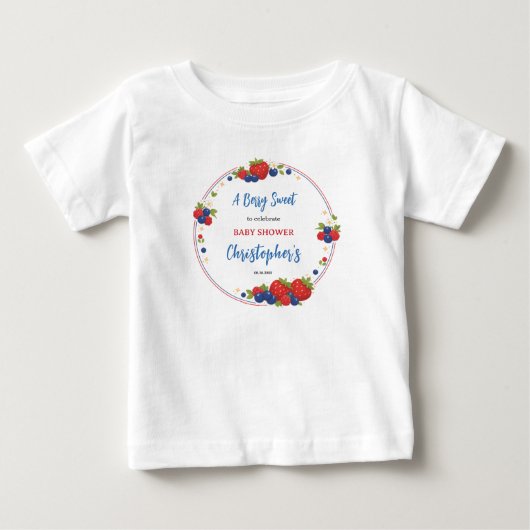 Strawberry Blueberry Berry Sweet Baby Shower ベビーTシャツ (正面)