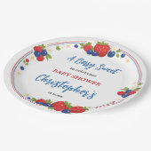 Strawberry Blueberry Berry Sweet Baby Shower ペーパープレート (アングル)