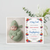 Strawberry Blueberry Berry Sweet Baby Shower 招待状 (スタンド正面)