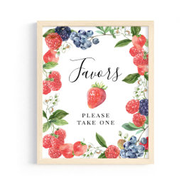 Strawberry Blueberry Favors - Please Take One Sign ポスター