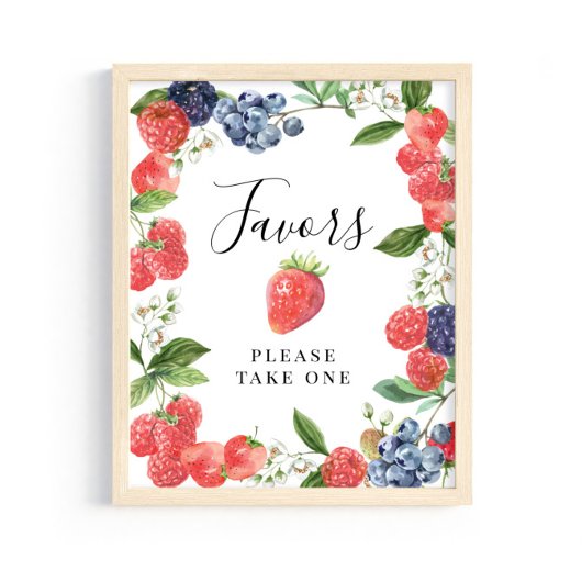 Strawberry Blueberry Favors - Please Take One Sign ポスター