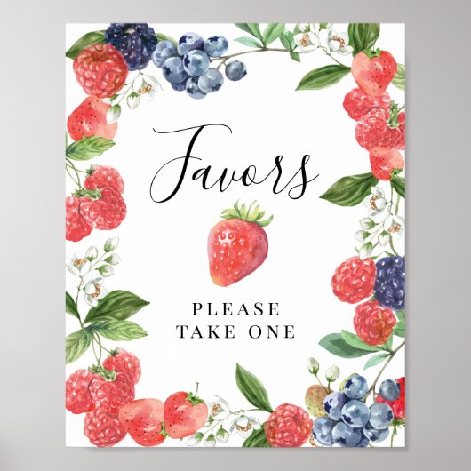 Strawberry Blueberry Favors - Please Take One Sign ポスター (正面)