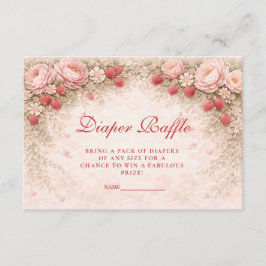 Strawberry Blush Floral Diapper Raffle エンクロージャーカード