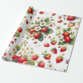 Strawberry Botanical Gift Wrapping Paper ラッピングペーパー (アンロールド)