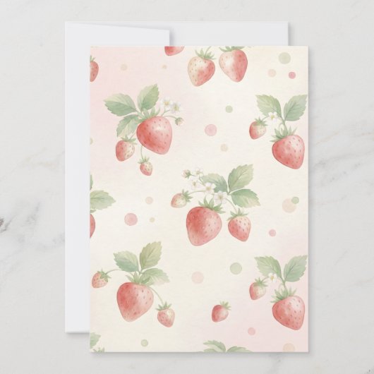 Strawberry bow baby shower First Berry Sweet 招待状 (裏面)