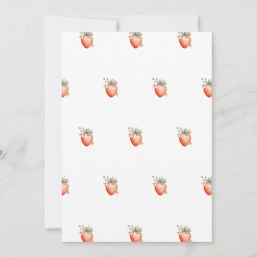 Strawberry Bow Berry Sweet Second Birthday  招待状 (裏面)