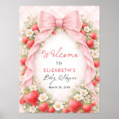 Strawberry Bow Coquette Baby Shower Welcome  ポスター (正面)