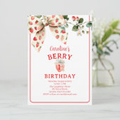 Strawberry Bow Girls First Birthday 招待状 (スタンド正面)