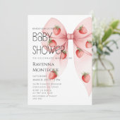 Strawberry Bow Luxury Personalized Baby Shower 招待状 (スタンド正面)