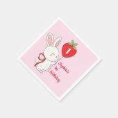 Strawberry Bunny Birthday スタンダードカクテルナプキン (角)