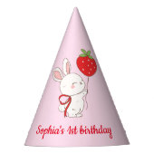 Strawberry Bunny Birthday Pink パーティーハット (正面)