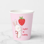 Strawberry Bunny Birthday Pink 紙コップ (正面)