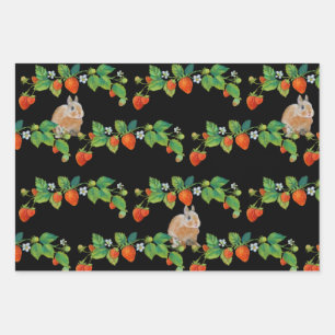 Strawberry Bunny Wrapping Paper ラッピングペーパーシート