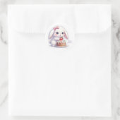 Strawberry Cake Bunny - Careful Decorating Kawaii ラウンドシール (バッグ)