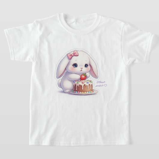 Strawberry Cake Bunny - Careful Decorating Kawaii Tシャツ (レイダウン)