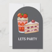 Strawberry  Cake Themed Birthday Invitation  招待状 (裏面)
