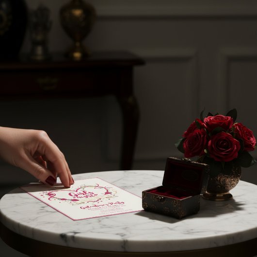 Strawberry Champagne Galentines Day Invitation 招待状