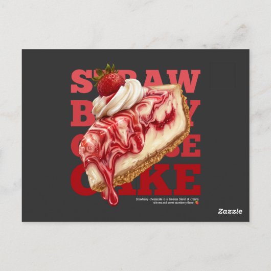 Strawberry Cheesecake Aesthetic Food (dark) ポストカード (裏面)