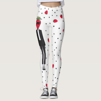 Strawberry Chic – Quirky Fashion Leggings Add a pl レギンス