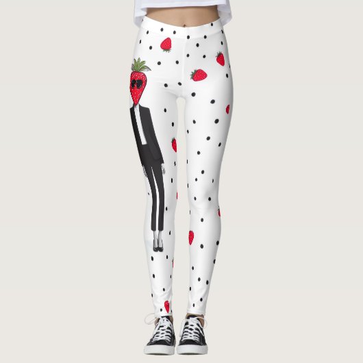 Strawberry Chic – Quirky Fashion Leggings Add a pl レギンス (正面)
