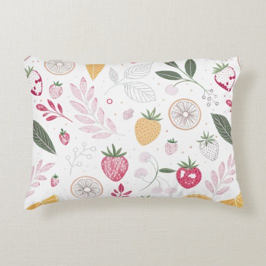 Strawberry Citrus Botanical Accent Pillow アクセントクッション (正面)
