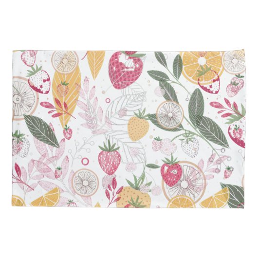 Strawberry Citrus Fruit Pillowcase 枕カバー (裏面)