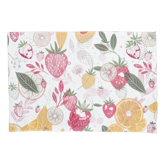 Strawberry Citrus Fruit Pillowcase 枕カバー (正面)