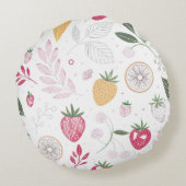 Strawberry Citrus Fruit Round Pillow ラウンドクッション (裏面)