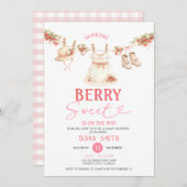 Strawberry Clothesline Sweet Baby Shower  招待状 (正面/裏面)