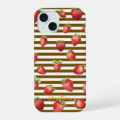Strawberry Cocoa Stripes Personalize Iphone Case 15ケース (裏面)