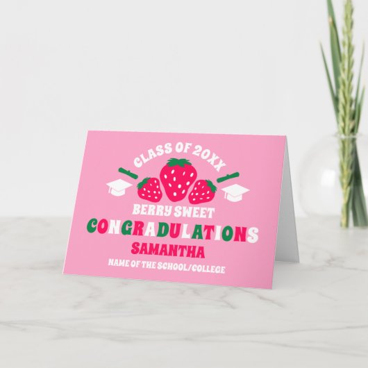 Strawberry Congratulations Graduate Name Card カード (正面)