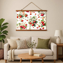 Strawberry Cottage Botanical Wood Frame Tapestry 吊り下げ型タペストリー