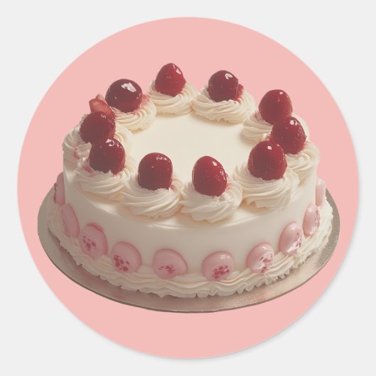 Strawberry Cream Cake ラウンドシール (正面)